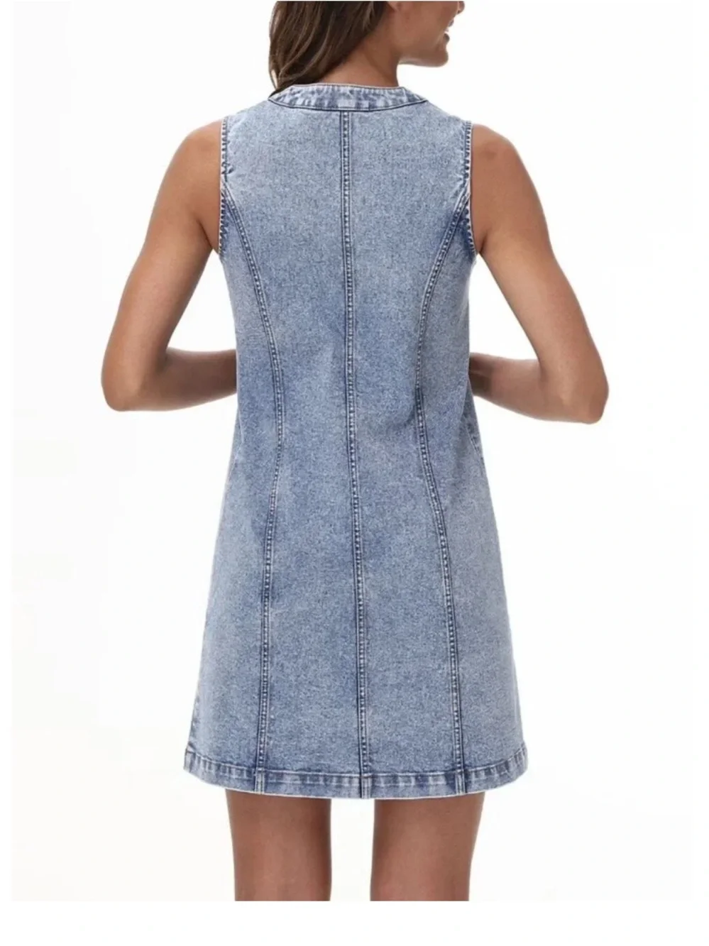 Frye denim mini dress button-front closure sleeveless coastal cowgirl western - Picture 3 of 11